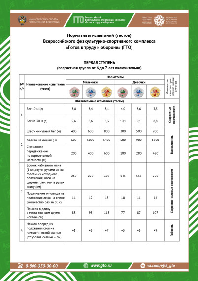Обновленные нормативы ВФСК «Готов к труду и обороне» 2 ступень.